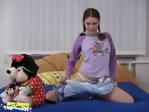 Classy girl takes her clothes off slowly and starts rubbing herself all over her body